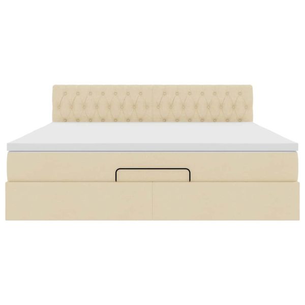 Османска легло с матрак, кремаво, 180x200 см, плат