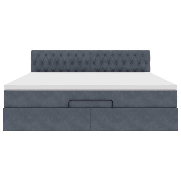 Османска легло с матрак, тъмносиво, 180x200 см, кадифе