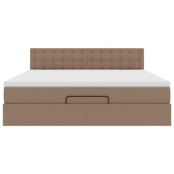 Османска легло с матраци&LED капучино 160x200см изкуствена кожа