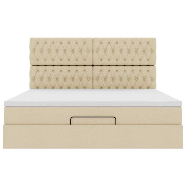 Османска легло с матрак, кремаво, 180x200 см, плат