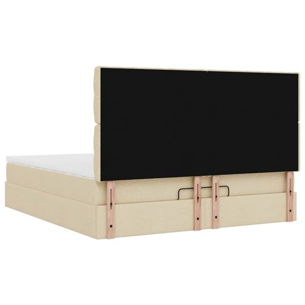 Османска легло с матрак, кремаво, 180x200 см, плат