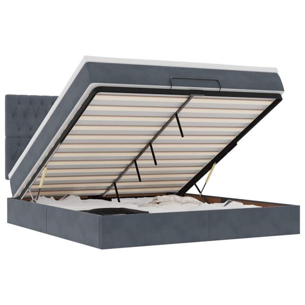 Османска легло с матраци, тъмносиво, 180x200 см, кадифе