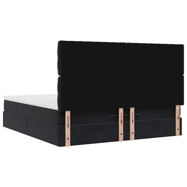 Османска легло с матраци, черно, 180x200 см, кадифе