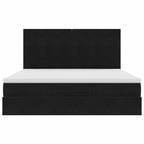 Османска легло с матраци и LED, черно, 180x200 см, кадифе