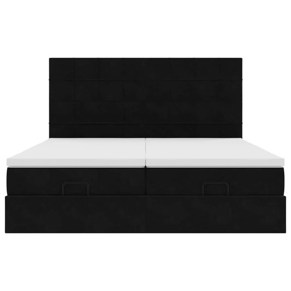Османска легло с матраци и LED, черно, 180x200 см, кадифе