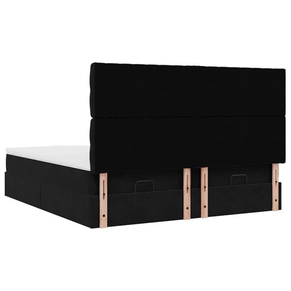 Османска легло с матраци и LED, черно, 180x200 см, кадифе