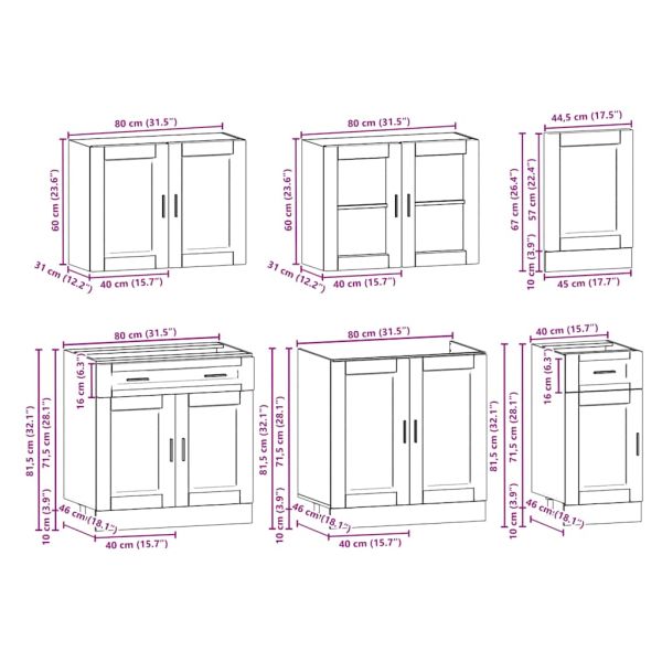 Комплект кухненски шкафове от 7 части Kalmar, инженерно дърво