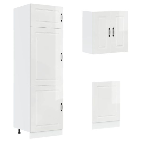 Комплект кухненски шкафове от 8 части "Porto", бяло гланцово инженерно дърво