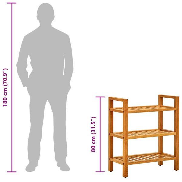 Поставка за обувки с 4 рафта, 50x27x80 см, дъбов масив