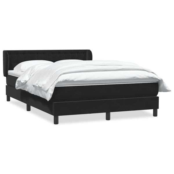 Боксспринг легло с матрак, черно, 140x210 см, кадифе