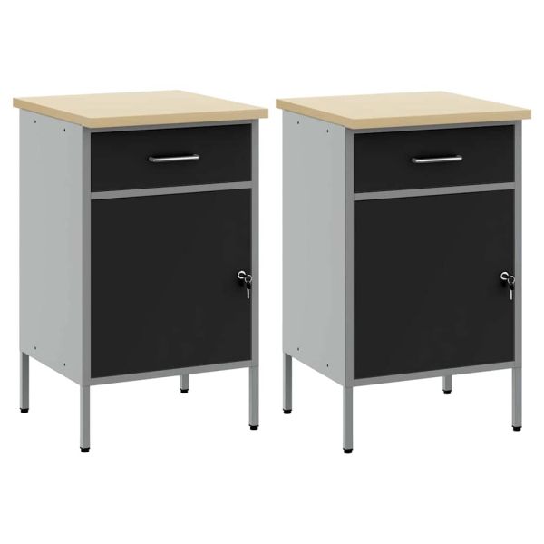 Работен кабинет с чекмедже 2 pcs Черен и Сив 100 x 55 x 85 см