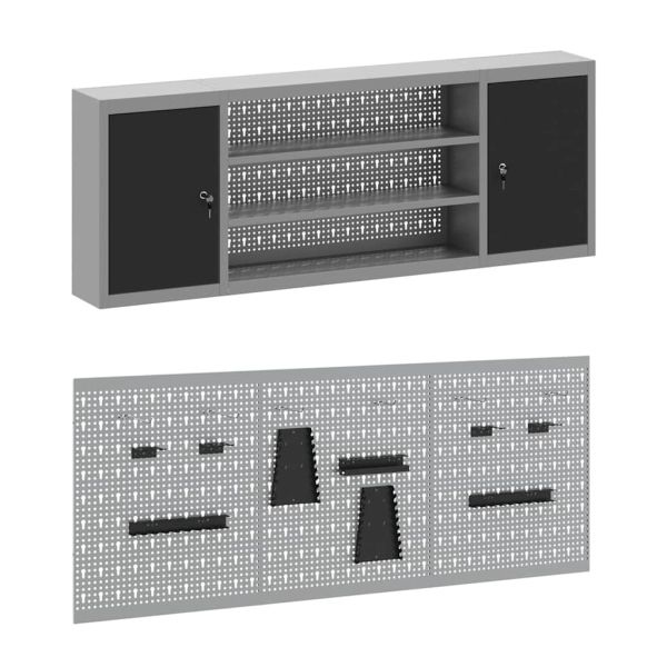 Работна маса с чекмедже 7 pcs Черно 150 x 55 x 200 см Стомана