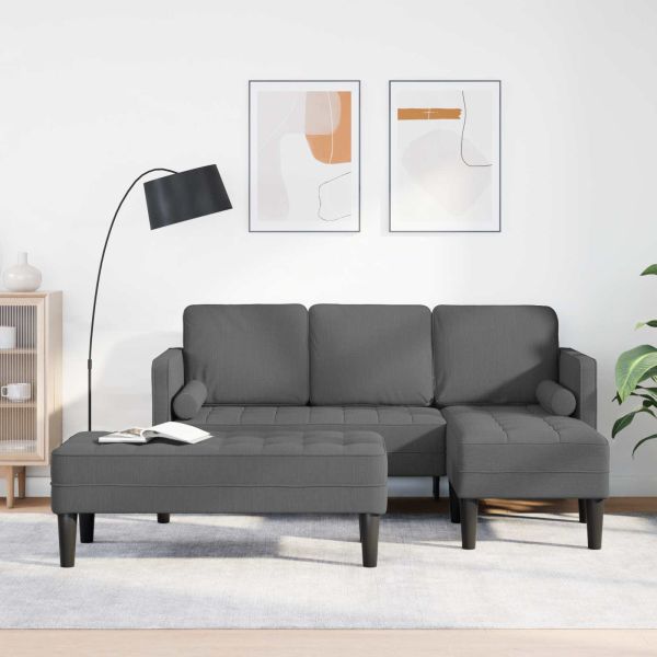 Комплект дивани с възглавница 2 pcs Тъмен сив Полиестер