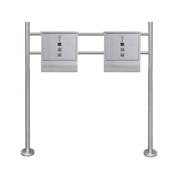 Двойна пощенска кутия на стойка, неръждаема стомана