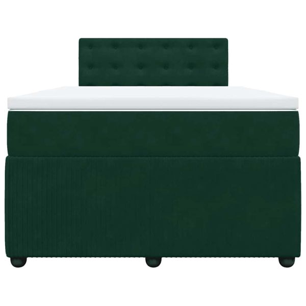 Боксспринг легло с матрак, тъмнозелено, 120x190 см, кадифе