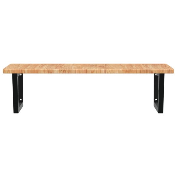 Стенен рафт за мивка, стомана и масивно дърво дъб