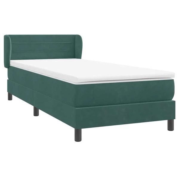 Box Spring легло с матрак Тъмнозелено 80x210 cm Кадифе