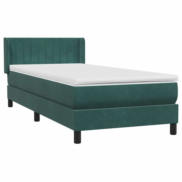 Box Spring легло с матрак Тъмнозелено 80x210 cm Кадифе