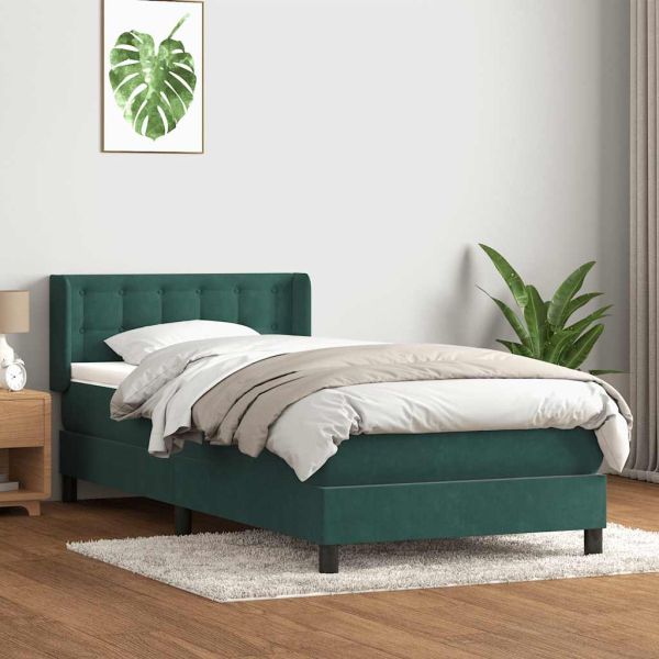 Box Spring легло с матрак Тъмнозелено 80x210 cm Кадифе