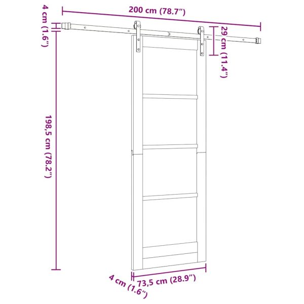 Преплъзваща се врата Бял и черен 73,5 x 198,5 см