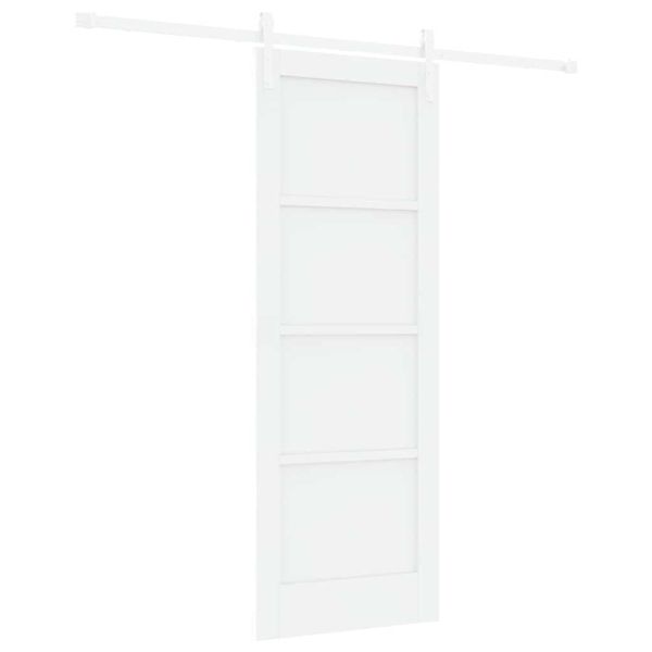 Преплъзваща се врата Бяло 73,5 x 198,5 см Солидно борово дърво