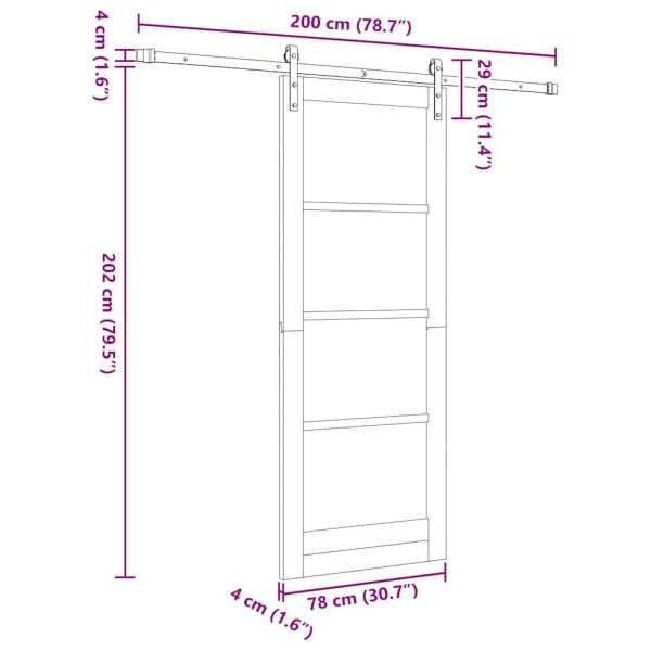 Преплъзваща се врата Бяло 78 x 202 см Солидно борово дърво