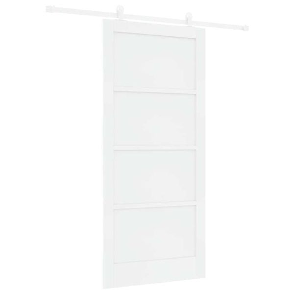 Преплъзваща се врата Бяло 93 x 202 см Солидно борово дърво