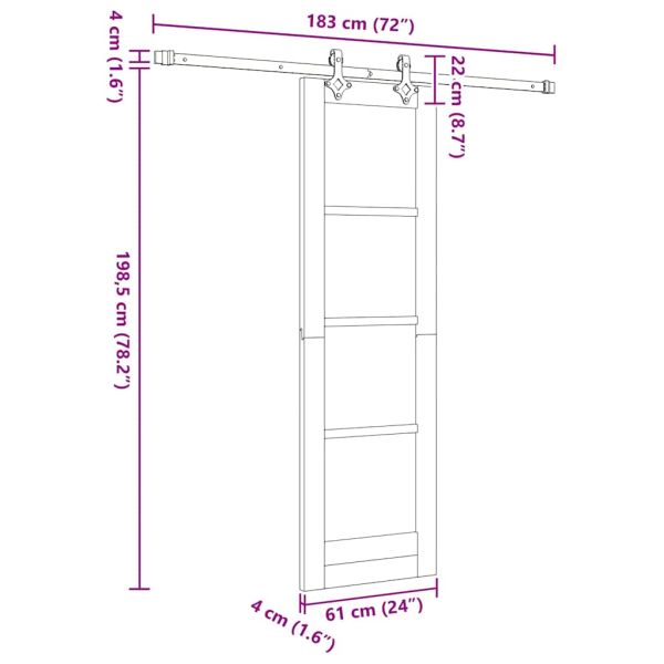 Преплъзваща се врата Бяло 61 x 198,5 см Солидно борово дърво