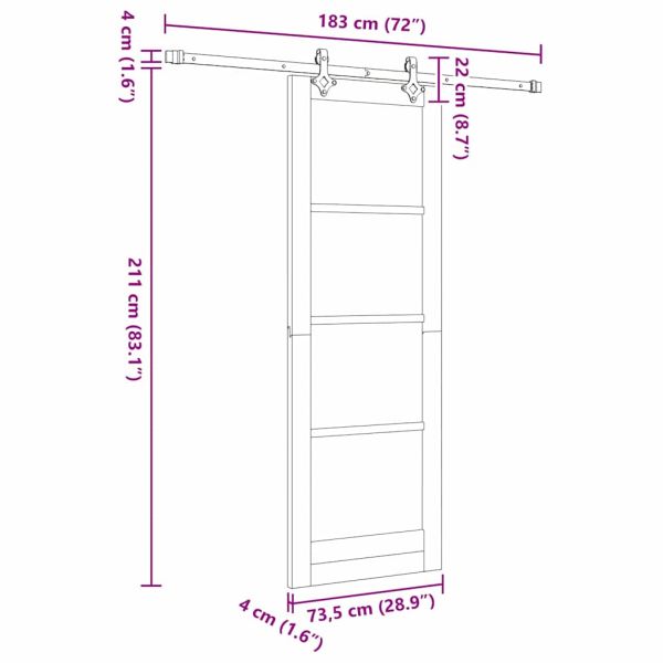 Преплъзваща се врата Бяло 73,5 x 211 см Солидно борово дърво