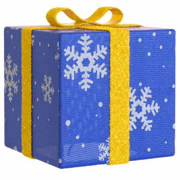 Светещи коледни кутии, 3 бр, 64 LED светлини, топло бяло