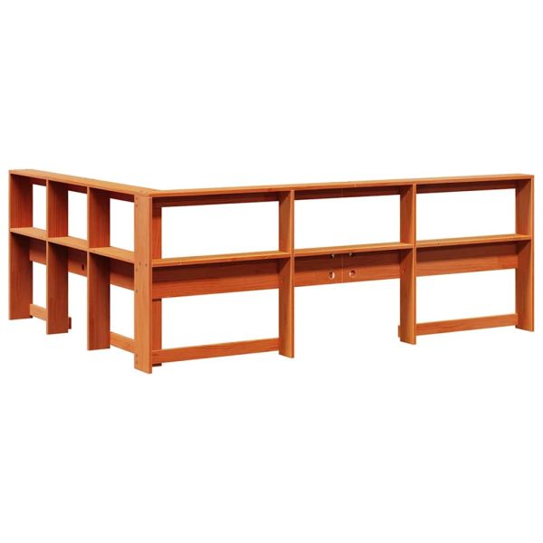 Табла за книги с L-образна, восъчнокафява, 160 см, дърво бор