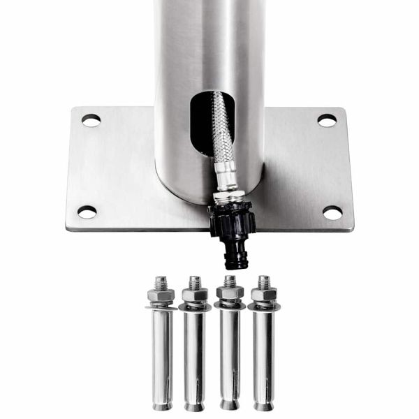 Градински душ с кафява основа, 225 см, неръждаема стомана