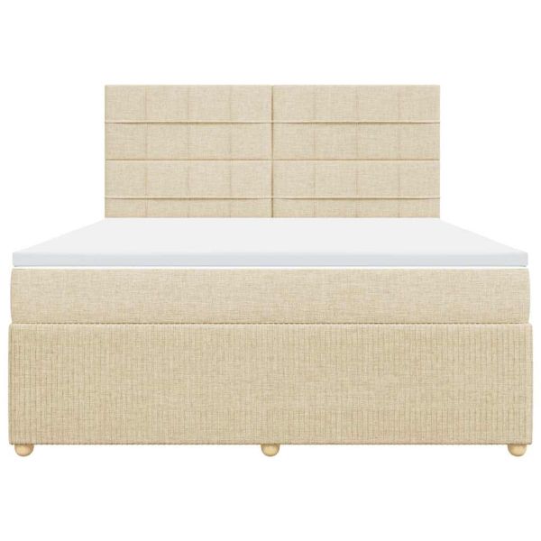 Боксспринг легло с матрак, кремава, 180x200 см, плат