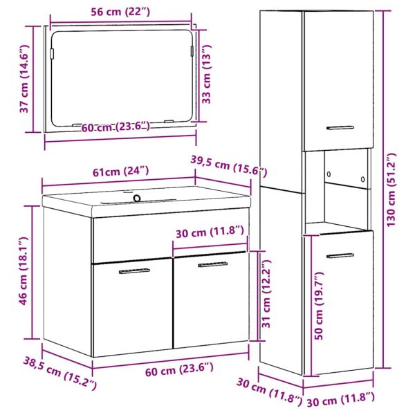 Комплект мебели за баня с рафт 4 pcs Кафяво Инженерно дърво