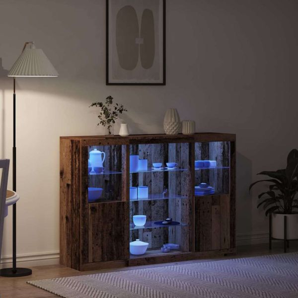 LED конзолна маса Старо дърво 142,5 x 37 x 100 см