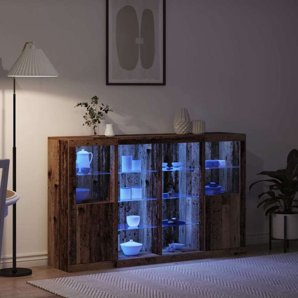 LED конзолна маса Старо дърво 163 x 37 x 100 см Инженерно дърво