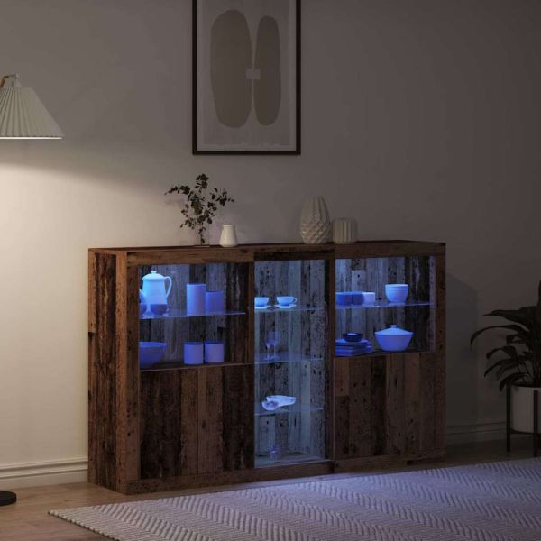 LED конзолна маса Старо дърво 162 x 37 x 100 см Инженерно дърво