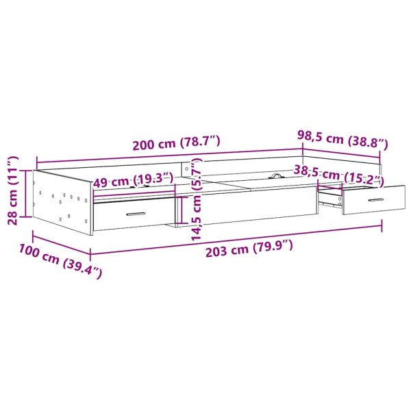 Рамка за легло с таблото Дъб 100 x 200 cm Инженерно дърво