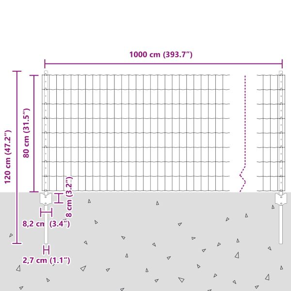 Ограда с пост Сребрист 0,8 x 10 m Стомана
