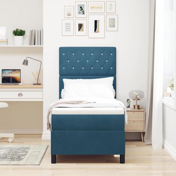 Легло с пружинирана основа Тъмен син 80 x 200 cm текстил