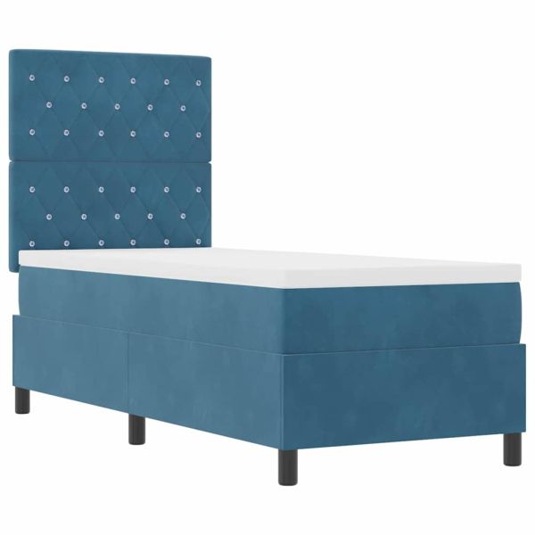 Легло с пружинирана основа Тъмен син 80 x 200 cm текстил