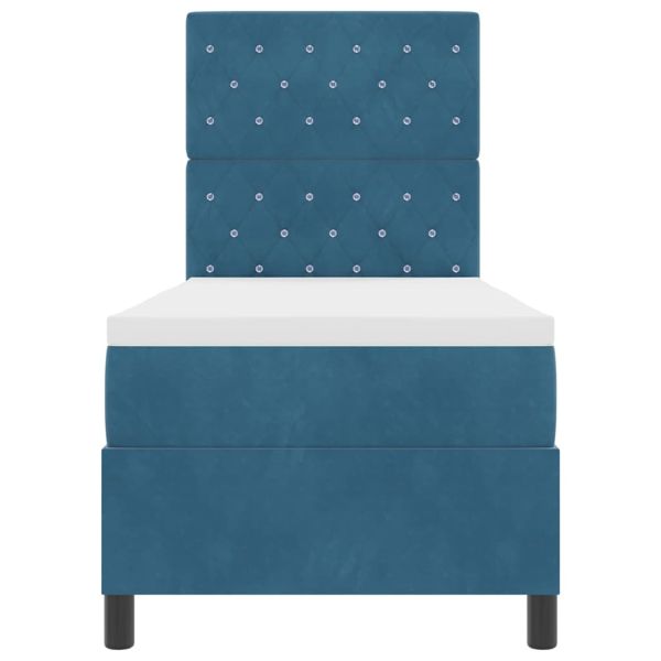 Легло с пружинирана основа Тъмен син 80 x 200 cm текстил