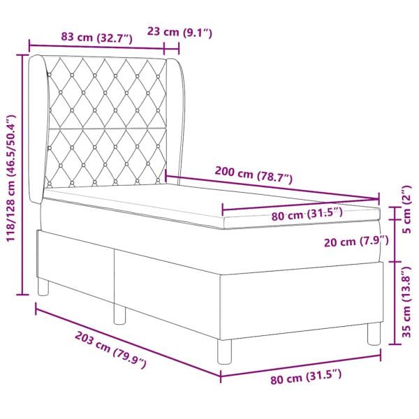 Легло с пружинирана основа Тъмен син 200 x 80 см Полиестер
