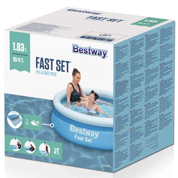 Bestway Fast Set Надуваем басейн, кръгъл, 183x51 см, син