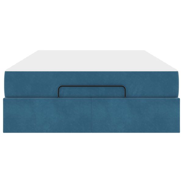 Рамка за легло с матрак с матрак 2 pcs Синьо Кадифе