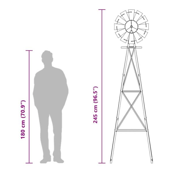 Вятърна мелница Сив 84 x 68 x 245 см Желязо