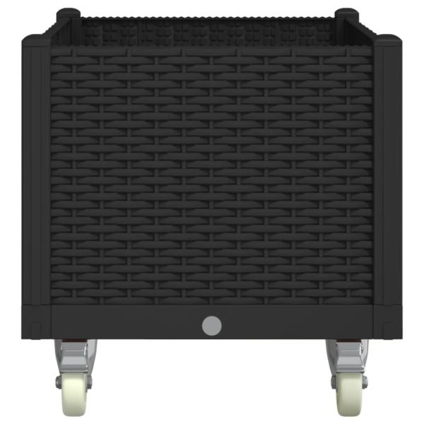 Градинска кашпа с колелца, черна, 80x50x54 см, PP