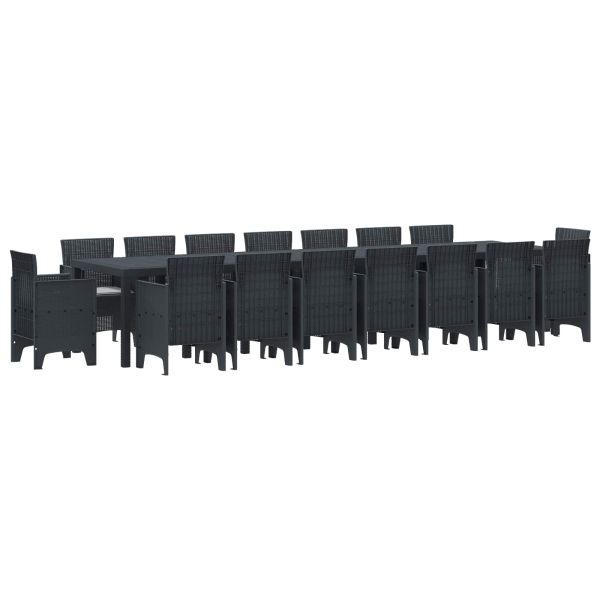 Градински комплект за хранене с възглавници 17 pcs Антрацит ПП