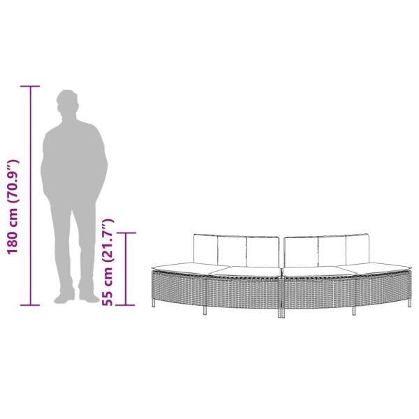 Пейки за гореща вана с възглавници 2 бр сив полиратан
