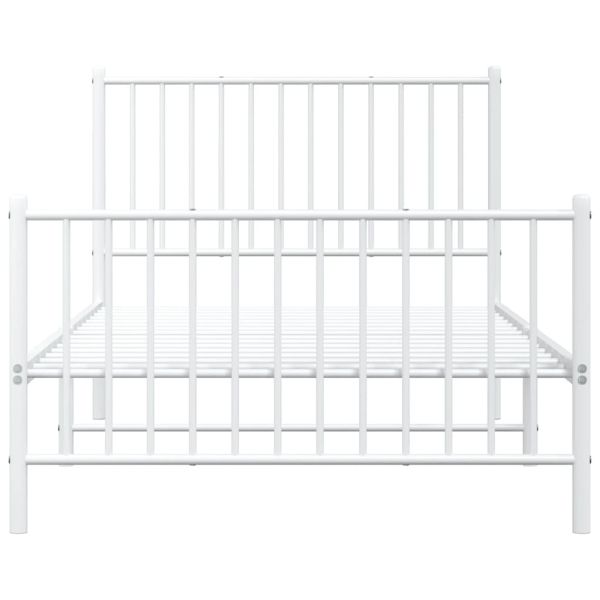Метална рамка за легло с горна и долна табла, бяла, 100x190 см